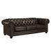 Astoria Grand Ornellas 93" Leather Match Rolled Arm Chesterfield Sofa Leather Match/Manufactured Wood in Brown | 31 H x 93 W x 38 D in | Wayfair