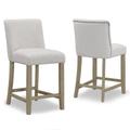 Aleco Beige Fabric Counter Stool w/ Metal Nail Head Accents (Set of 2) - Glamour Home GHSTL-1220