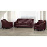 Darby Home Co Debolt 3 Piece Leather Match Living Room Set Leather Match in Red | 36 H x 77 W x 37 D in | Wayfair Living Room Sets