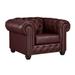 Armchair - Astoria Grand Orner 48" Wide Tufted Leather Match Armchair Faux Leather/Leather Match/ in Red | 31 H x 48 W x 38 D in | Wayfair