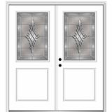 Verona Home Design Grace Primed Fiberglass Prehung Front Entry Door Fiberglass | 82.25 H x 74 W x 80 D in | Wayfair ZZ3656835R