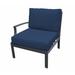 Wrought Studio™ Kantor Right Arm Patio Chair w/ Cushions in Pink/Blue/White | 33 H x 30 W x 33.5 D in | Wayfair 8551795B29A8408D834E0F74932196EB