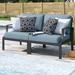 Lark Manor™ Analyssia 60" Wide Loveseat w/ Cushions Metal/Rust - Resistant Metal in Blue | 33 H x 60 W x 33.5 D in | Outdoor Furniture | Wayfair