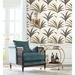 York Wallcoverings Antonina Vella Deco Palm 27' L x 27" W Wallpaper Roll Non-Woven in White/Indigo/Brown | 27 W in | Wayfair CA1550