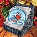 G Debrekht Holiday Splendor Reindeer Santa Ball Ornament Glass in Blue/Brown/Red | 3.5 H x 3 W x 1 D in | Wayfair 744-014B