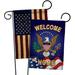 Breeze Decor 2 Piece Welcome Home Americana Military Impressions Decorative Vertical 2-Sided Polyester Flag Set 40.0 H x 28.0 W in blue/yellowMetal | Wayfair