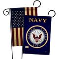 Breeze Decor 2 Piece Navy Americana Military Impressions Decorative Vertical 2-Sided Polyester Flag Set Metal in Blue/Yellow | Wayfair