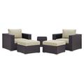 Convene 5 Piece Outdoor Patio Sectional Set in Espresso Beige - East End Imports EEI-1809-EXP-BEI-SET