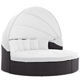 Convene Canopy Outdoor Patio Daybed in Espresso White - East End Imports EEI-2173-EXP-WHI-SET