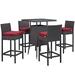 Convene 5 Piece Outdoor Patio Pub Set in Espresso Red - East End Imports EEI-1963-EXP-RED-SET