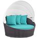 Convene Canopy Outdoor Patio Daybed in Espresso Turquoise - East End Imports EEI-2175-EXP-TRQ