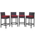 Convene 4 Piece Outdoor Patio Pub Set in Espresso red - East End Imports EEI-2218-EXP-RED-SET