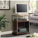 TV Stand /w Black Glass Cabinet in Cherry Finish - Convenience Concepts 151056CH