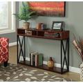 Tucson Deluxe Console Table with Shelf in Cherry/Black - Convenience Concepts 161889CH