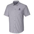Miami Marlins Cutter & Buck Short Sleeve Stretch Oxford Button-Down Shirt - Charcoal