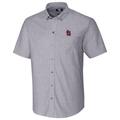 St. Louis Cardinals Cutter & Buck Short Sleeve Stretch Oxford Button-Down Shirt - Charcoal