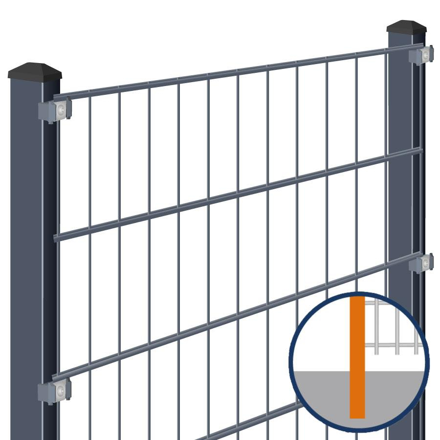 Doppelstabmattenzaun zum Einbetonieren Rundum-sorglos-Paket Anthrazit Komplettset, Halteplättchen, 1230 mm,27,5 m,8/6/8 mm,gerade Image