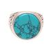 Circular Vein,'Men's Sterling Silver and Circular Recon. Turquoise Ring'