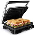 Aigostar Sandwich Toaster 2000W Toastie Maker, Deep Fill Panini Press with Improved Non-Stick Coating, 180° Flat Open Large Grill, Adjustable Temperature Control, Drip Tray, Stainless Steel
