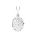 CARISSIMA Gold Women's 9ct White Gold Diamond Cut Oval Locket on Curb Chain Necklace of 46cm/18