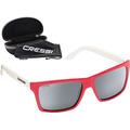 Cressi Unisex-Erwachsener Rio Sunglasses Premium Sport Sonnenbrille Polarisierte 100% UV-Schutz, Brillengestell Rot/Weiß-Silber Verspiegelte Linsen, Einheitsgröße