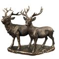 Darthome Resin Bronze Stag Pair Ornament Vintage Bronze Deer Reindeer Sculpture Figurine