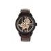 Heritor Automatic Sanford Semi-Skeleton Leather-Band Watch Black/Brown One Size HERHR8306