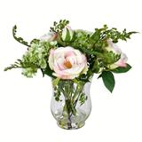 Vickerman 605837 - 11" Pink Rose In Glass Pot (FX190411) Home Office Flowers in Pots Vases and Bowls