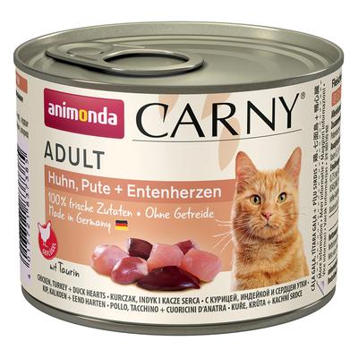 24 x 200g Adult Huhn, Pute & Entenherzen animonda Carny Katzenfutter nass