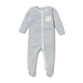 MORI Zip-Up Sleepsuit, 30% Organic Cotton & 70% Bamboo, available from newborn up to 2 years (3-6 Months, Blue Stripe)