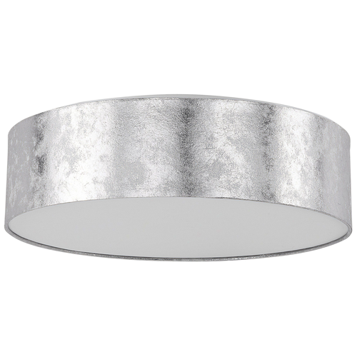 Deckenleuchte Silber Stoffschirm rund flach ø45 cm Trommelform Moderne Deckenlampe