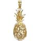 ASJ 14K Soild Yellow Gold Hawaiian 3D Pineapple Necklace Pendant (S)