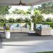 Lark Manor™ Anupras 5 Piece Outdoor Sectional Conversation Set w/ Loveseat & Sofa in Gray/Red | 25 H x 116 W x 94.5 D in | Wayfair