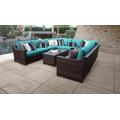 kathy ireland Homes & Gardens River Brook 11 Piece Outdoor Wicker Patio Furniture Set 11a in Aqua - TK Classics River-11A-Aruba