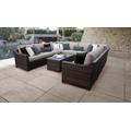 kathy ireland Homes & Gardens River Brook 11 Piece Outdoor Wicker Patio Furniture Set 11a in Almond - TK Classics River-11A-Beige