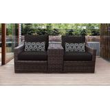 kathy ireland Homes & Gardens River Brook 3 Piece Outdoor Wicker Patio Furniture Set 03b in Onyx - TK Classics River-03B-Black