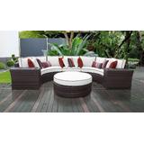 kathy ireland Homes & Gardens River Brook 6 Piece Outdoor Wicker Patio Furniture Set 06c in Snow - TK Classics River-06C-Snow