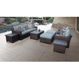 kathy ireland Homes & Gardens River Brook 10 Piece Outdoor Wicker Patio Furniture Set 10c in Tranquil - TK Classics River-10C-Spa