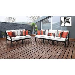 kathy ireland Homes & Gardens Madison Ave. 5 Piece Outdoor Aluminum Patio Furniture Set 05a in Snow - TK Classics Madison-05A-Snow