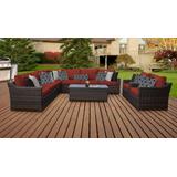 kathy ireland Homes & Gardens River Brook 10 Piece Outdoor Wicker Patio Furniture Set 10a in Cinnamon - TK Classics River-10A-Terracotta