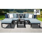 kathy ireland Homes & Gardens Madison Ave. 7 Piece Outdoor Aluminum Patio Furniture Set 07a in Tranquil - TK Classics Madison-07A-Spa