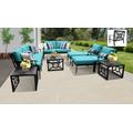 kathy ireland Homes & Gardens Madison Ave. 12 Piece Outdoor Aluminum Patio Furniture Set 12h in Aqua - TK Classics Madison-12H-Aruba