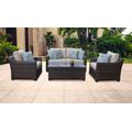 kathy ireland Homes & Gardens River Brook 5 Piece Outdoor Wicker Patio Furniture Set 05c in Almond - TK Classics River-05C-Beige