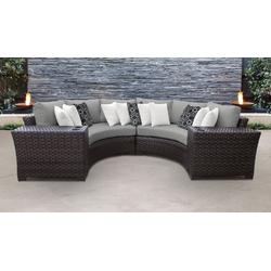 kathy ireland Homes & Gardens River Brook 4 Piece Outdoor Wicker Patio Furniture Set 04a in Slate - TK Classics River-04A-Grey