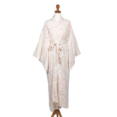 Bali Arabesques,'Fair Trade Floral Patterned Women's Robe from Indonesia'