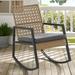 Modern Patio Rattan Rocking Chair - Light Brown/Grey - Walker Edison ORLIZRC1BG