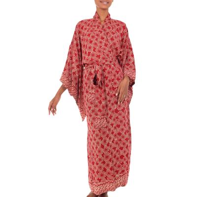 Ruby Red Nebula,'Red Hand Crafted Batik Robe from Indonesia'