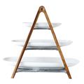 Villeroy & Boch - Artesano Original cake stand, 4 Piece, 3-tier cake stand made from natural materials, Premium Porcelain/natural slate/wood