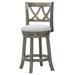 Kelly Clarkson Home Chaney Swivel Bar & Counter Stool Wood/Upholstered in Gray | 43.25 H x 18 W x 19 D in | Wayfair