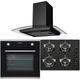 SIA 60cm Touch Control Single Electric Fan Oven, 4 burner Gas Hob & Curved Hood